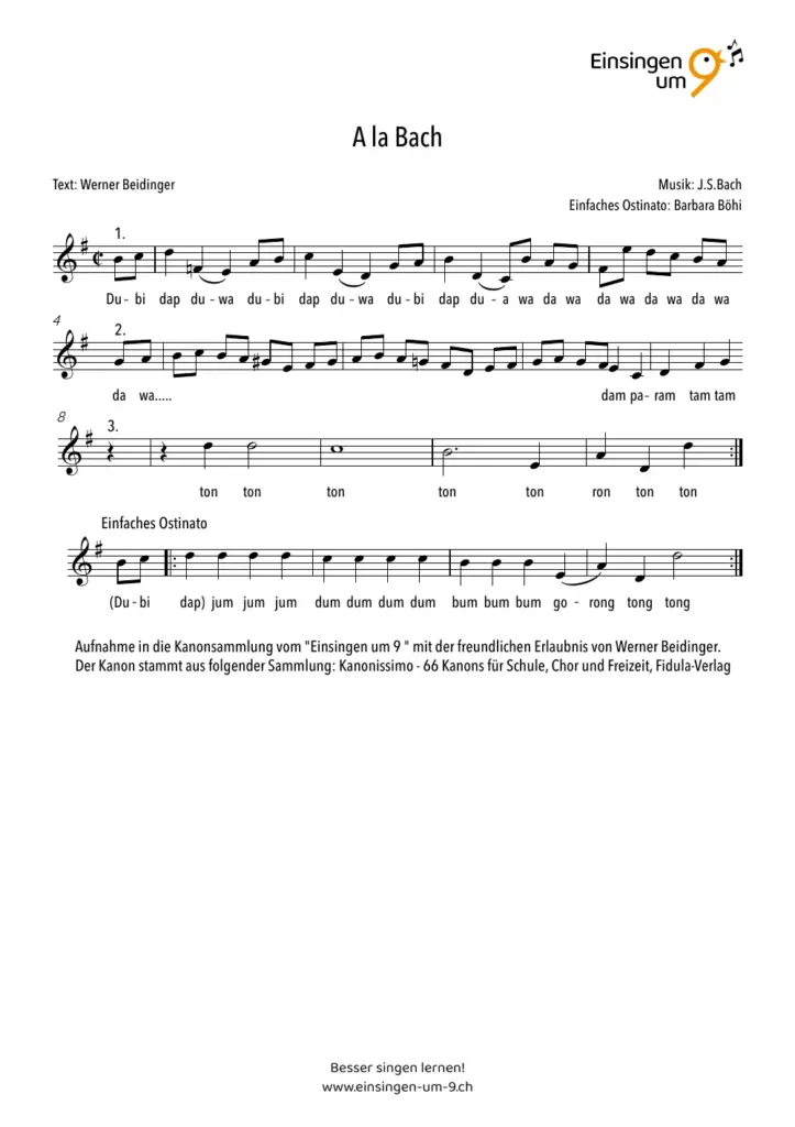 Notenvorschau: A la Bach