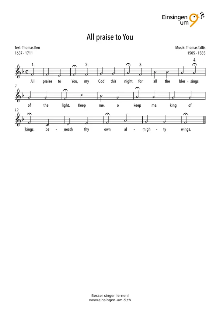 Notenvorschau: All praise to You