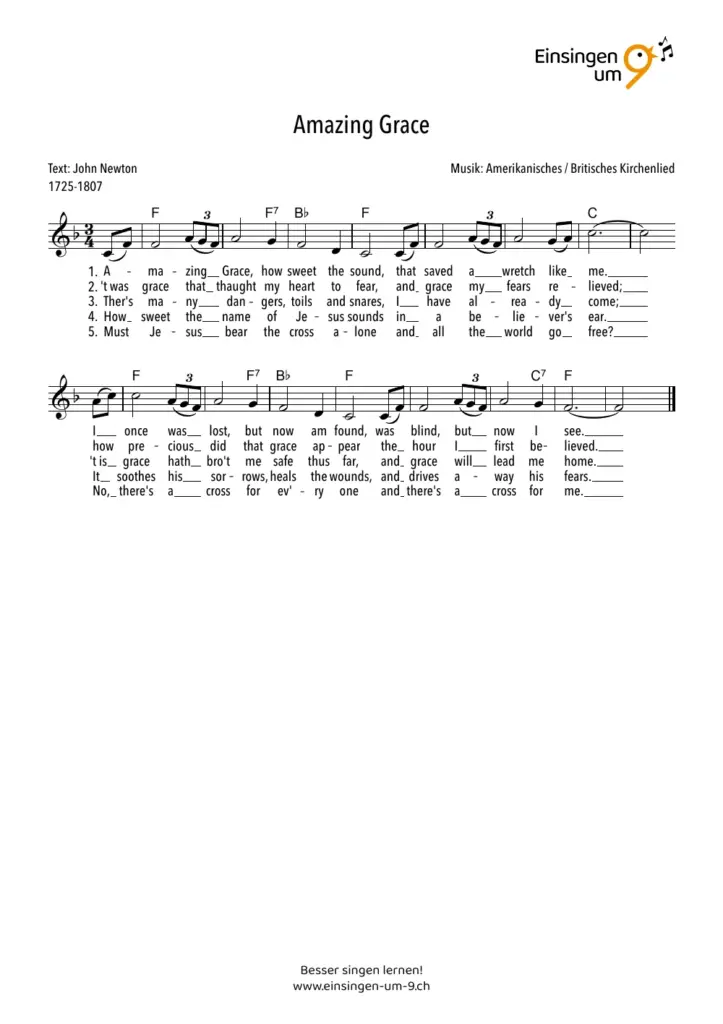 Notenvorschau: Amazing Grace