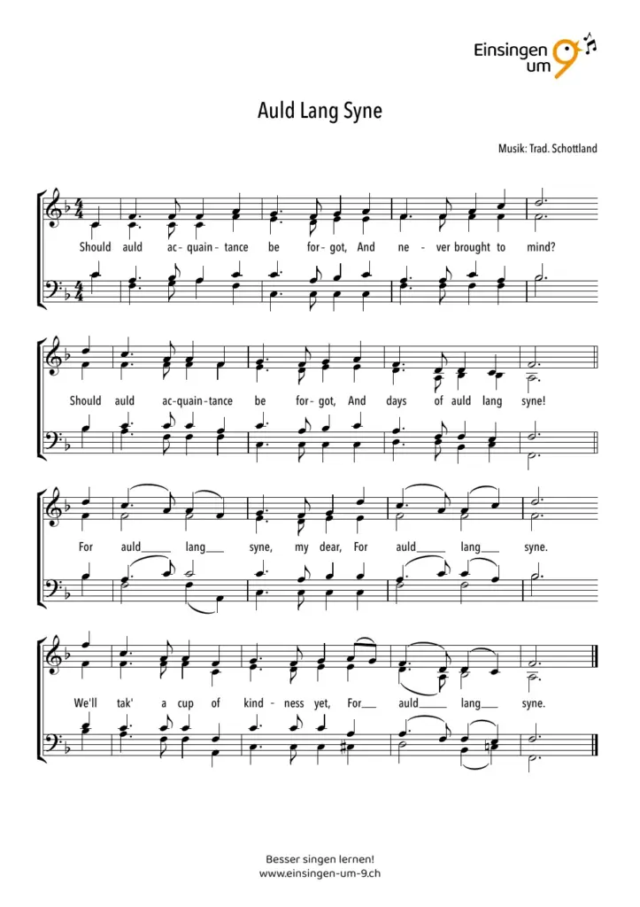 Notenvorschau: Auld Lang Syne