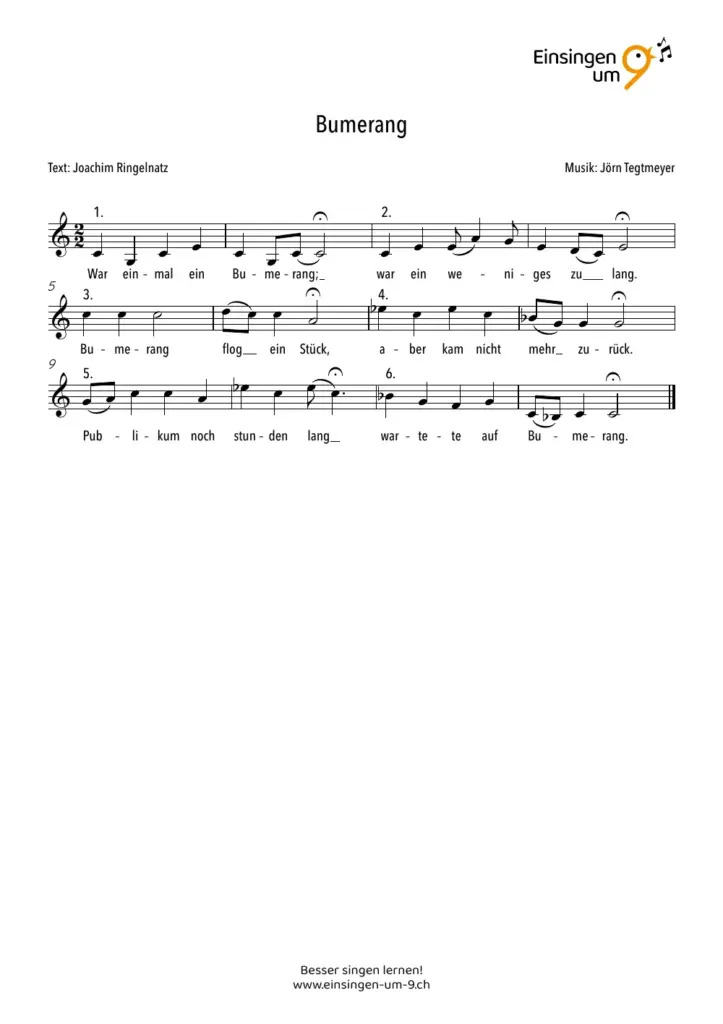 Bumerang – Notenvorschau
