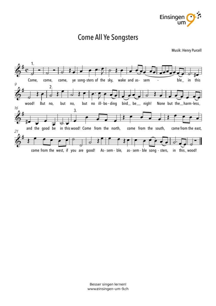 Notenvorschau: Come All Ye Songsters