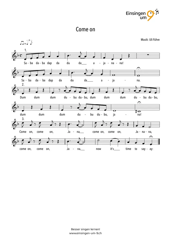 Come on – Notenvorschau