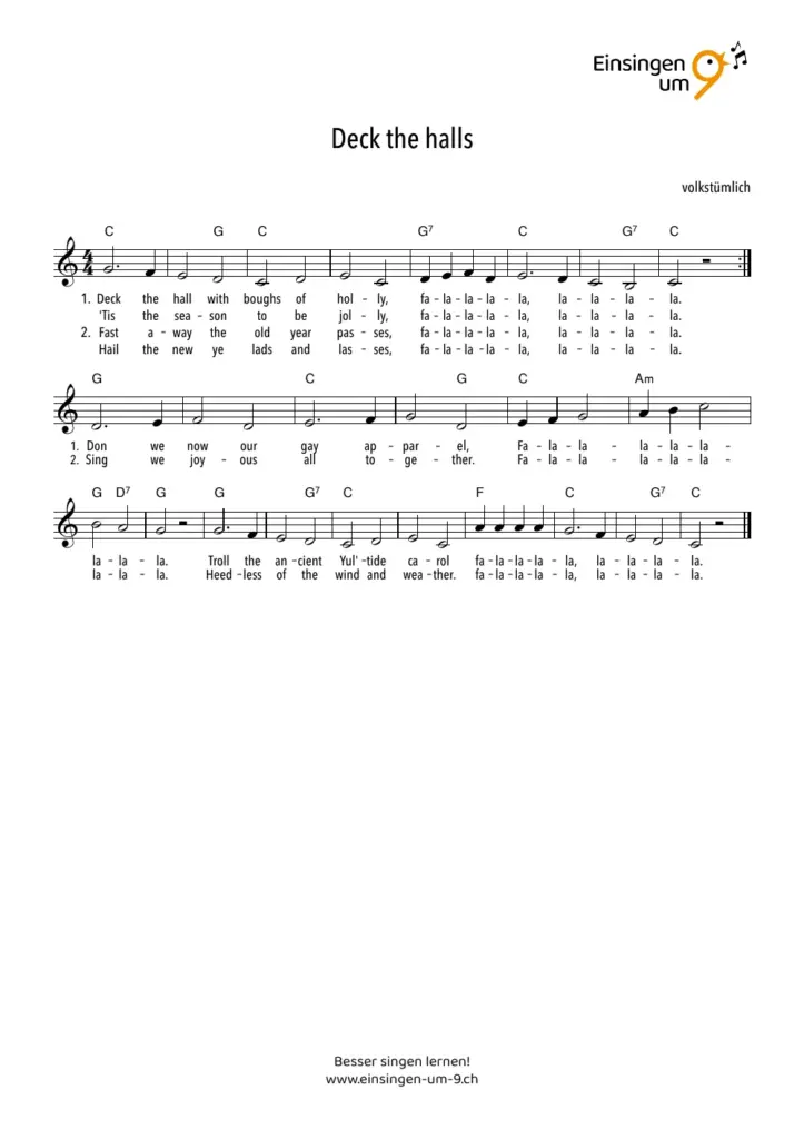 Notenvorschau: Deck the halls