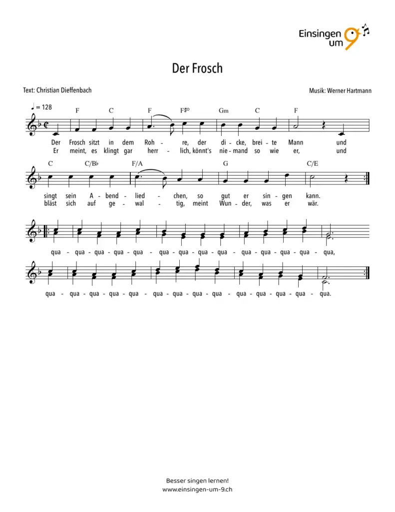 Der Frosch – Notenvorschau